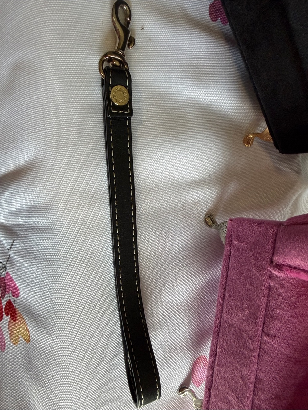 Dooney & Bourke Black Leather Wristlet Strap with Gold Hardware